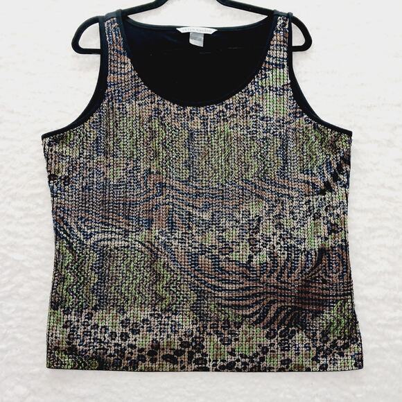 Tank Top Size XL Sequin Leopard Zebra Going out Top Club Luxe Chic Mob Wife Y2K - Picture 2 of 11